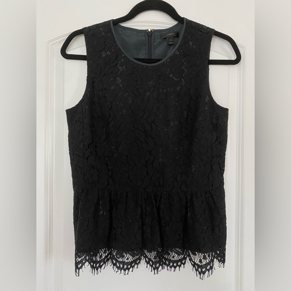 JCREW Lace Peplum Sleeveless Top